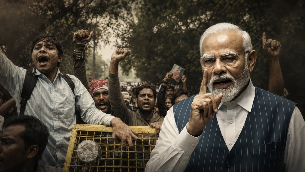 প্রথম সর্বজনীন গণআন্দোলনের মুখোমুখি মোদী সরকার