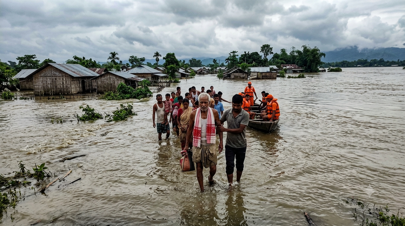 ‘এমন বন্যা দেখিনি’: জলে ভাসছে আপার অসম, বিশেষ প্যাকেজ চাইলেন হিমন্ত