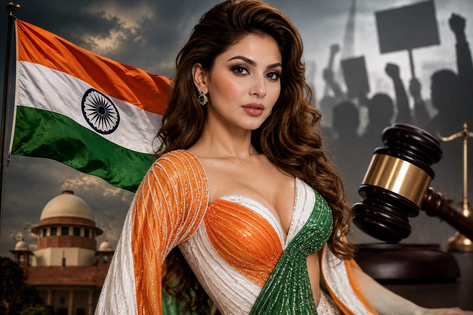তেরঙা পোশাকে উর্বশী, উঠল আইনি প্রশ্ন