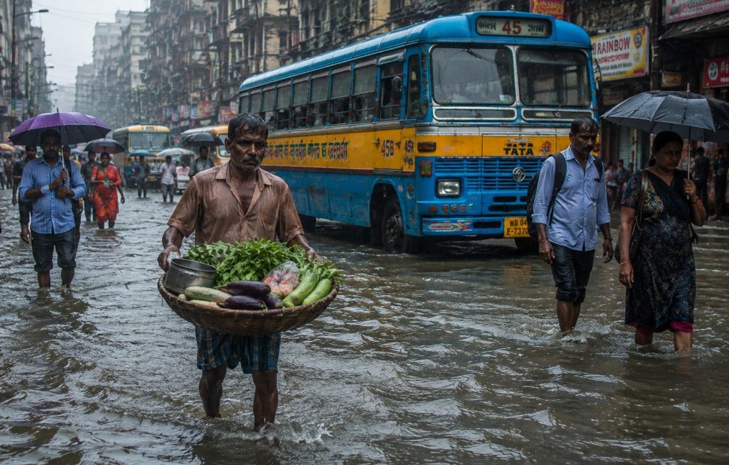 বৃষ্টির দাপটে বিপর্যস্ত বাংলা