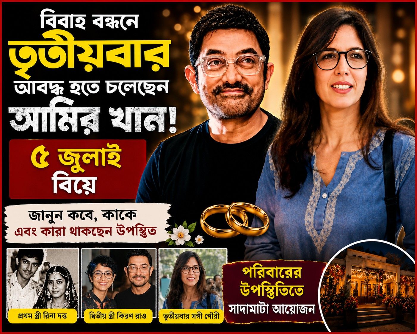 ৫ জুলাই আইনি বিয়ে সারছেন আমির-গৌরী