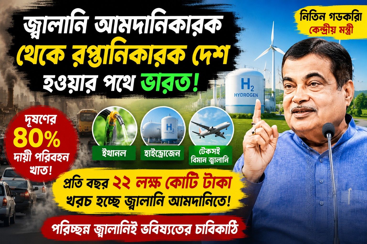 ইথানল-হাইড্রোজেনেই ভারতের ভবিষ্যৎ