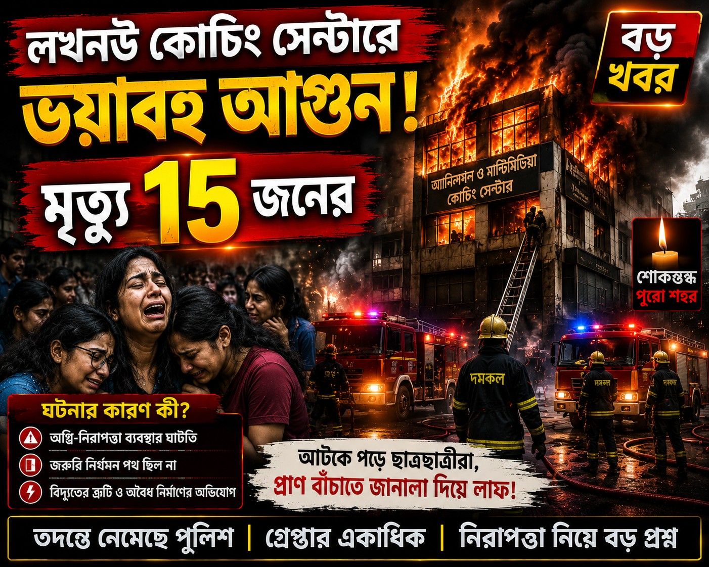 আগুনের গ্রাসে পনেরো-প্রাণ
