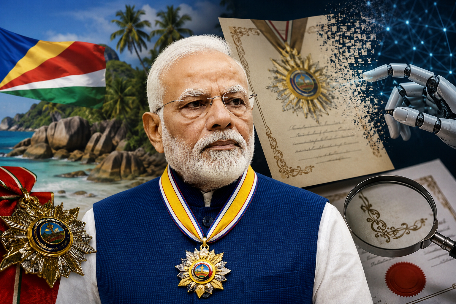 সেশেলসের ‘নতুন’ সম্মাননা ঘিরে বিতর্কে মোদী, বানান ভুল থেকে এআই-তৈরি শংসাপত্রের অভিযোগ