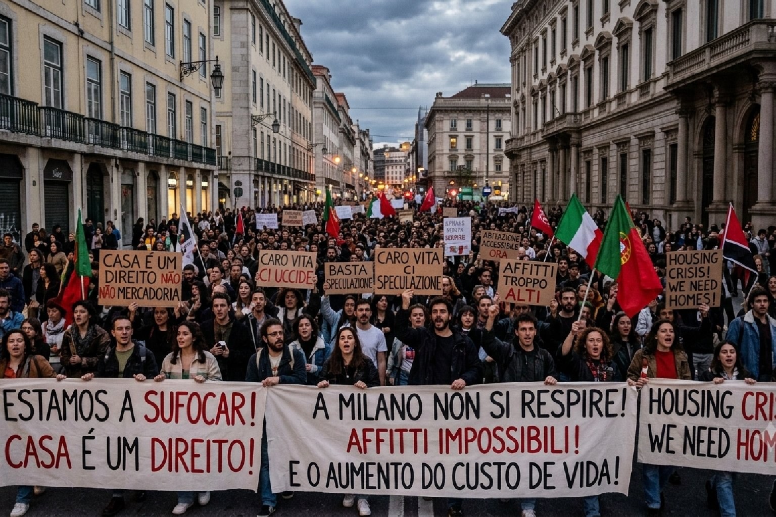 ‘We’re suffocating’: Protests in Lisbon and Milan against housing crisis and rising costs