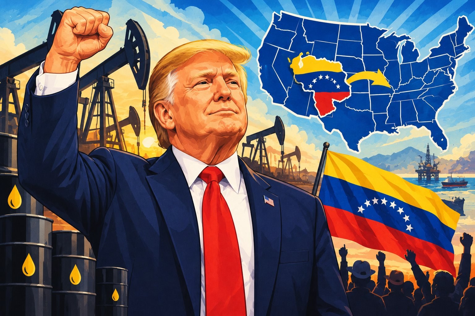 Celebrating an oil ‘victory,’ Trump speaks of making Venezuela the 51st state